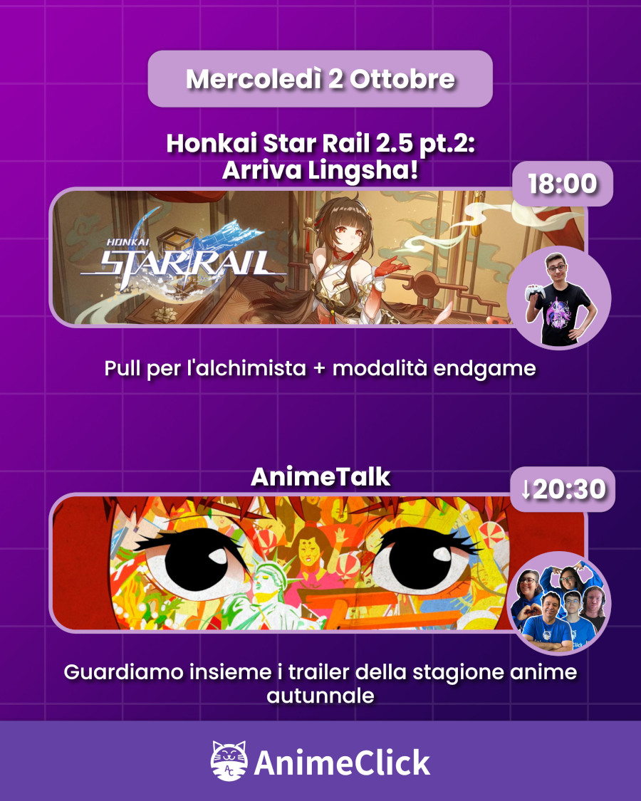 AnimeClick su Twitch: programma dal 30 settembre al 6 ottobre